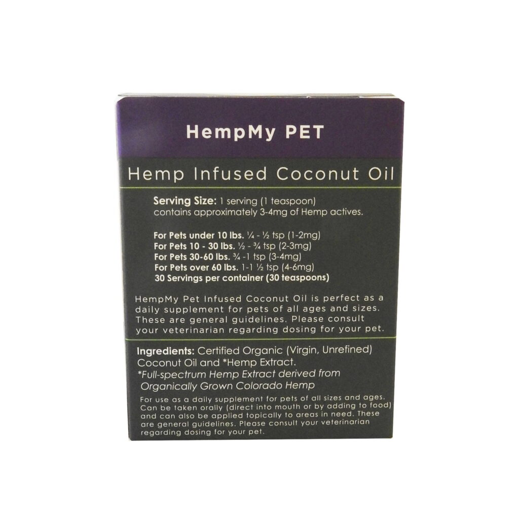 Hemp Infused Organic Coconut Oil - 100mg CBD Full Spectrum back of box